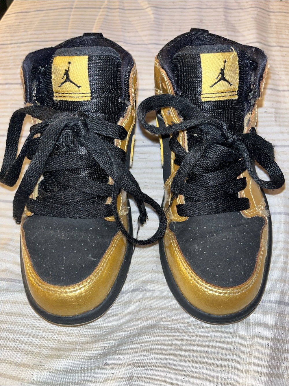 Jordan Kids Black and Gold High-Top Sneakers